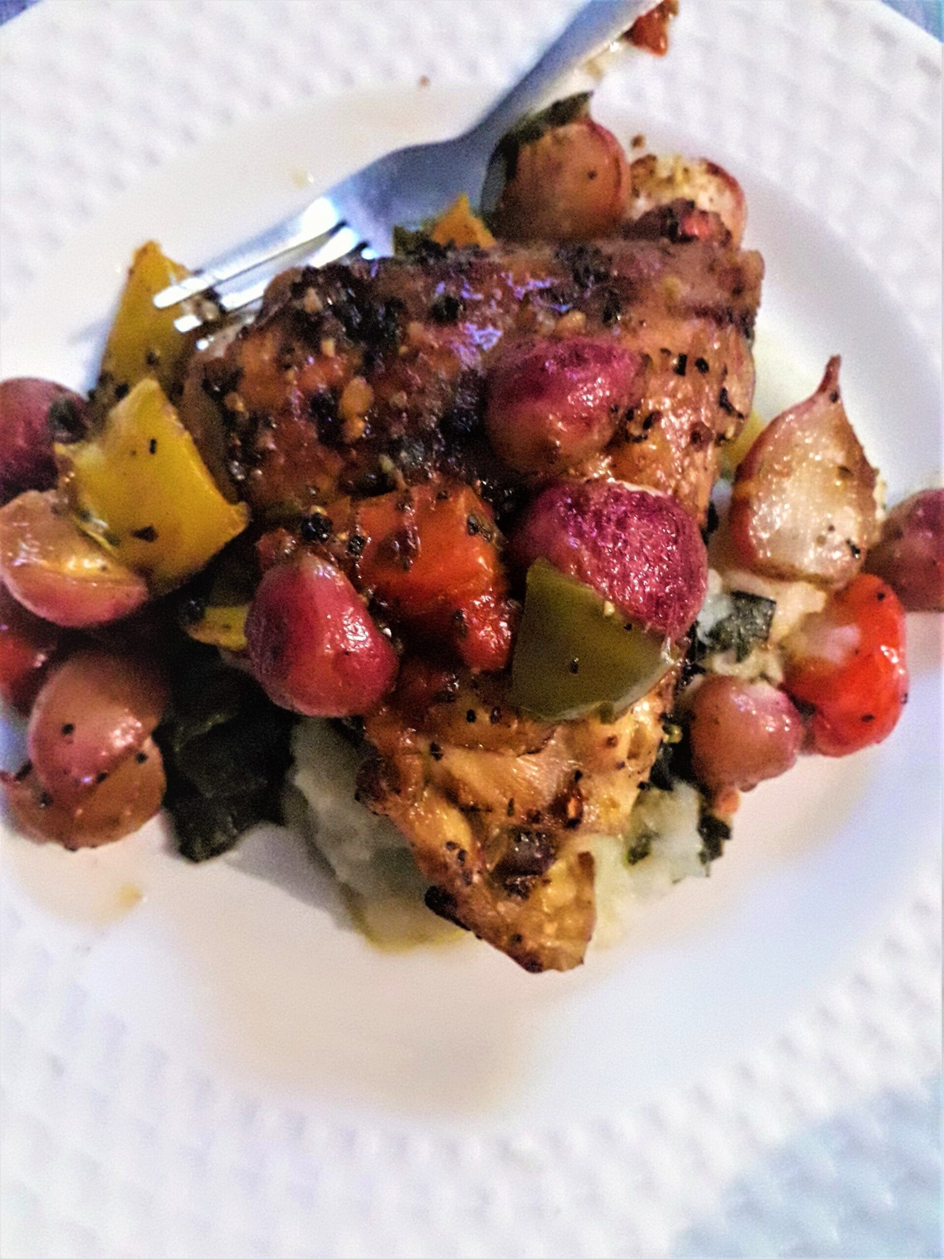 roasted chicken and radishes