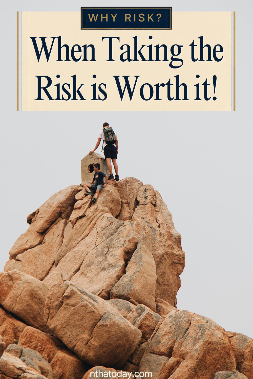 Taking risk - two people mountain climbing